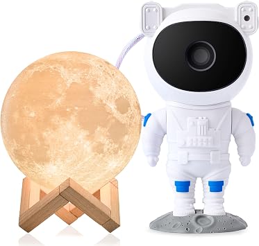 Mind-Glowing Moon Landing Adventure Set 3D Moon Lamp for Kids 4.7 inch & Astronaut Galaxy Projector
