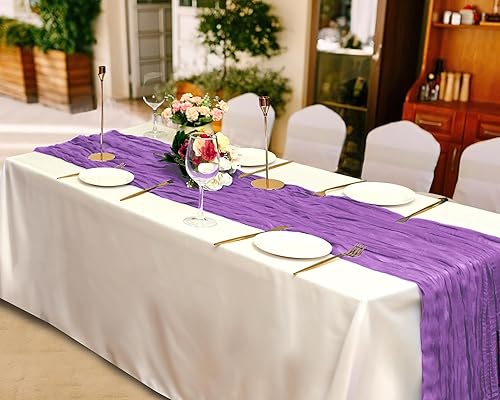 Miniatura 5 de Paquete de 15 caminos de mesa de gasa de 10 pies, camino de mesa de tela de queso, de 35 x 120 pulgadas, de gasa, bohemio, para bodas, fiestas de