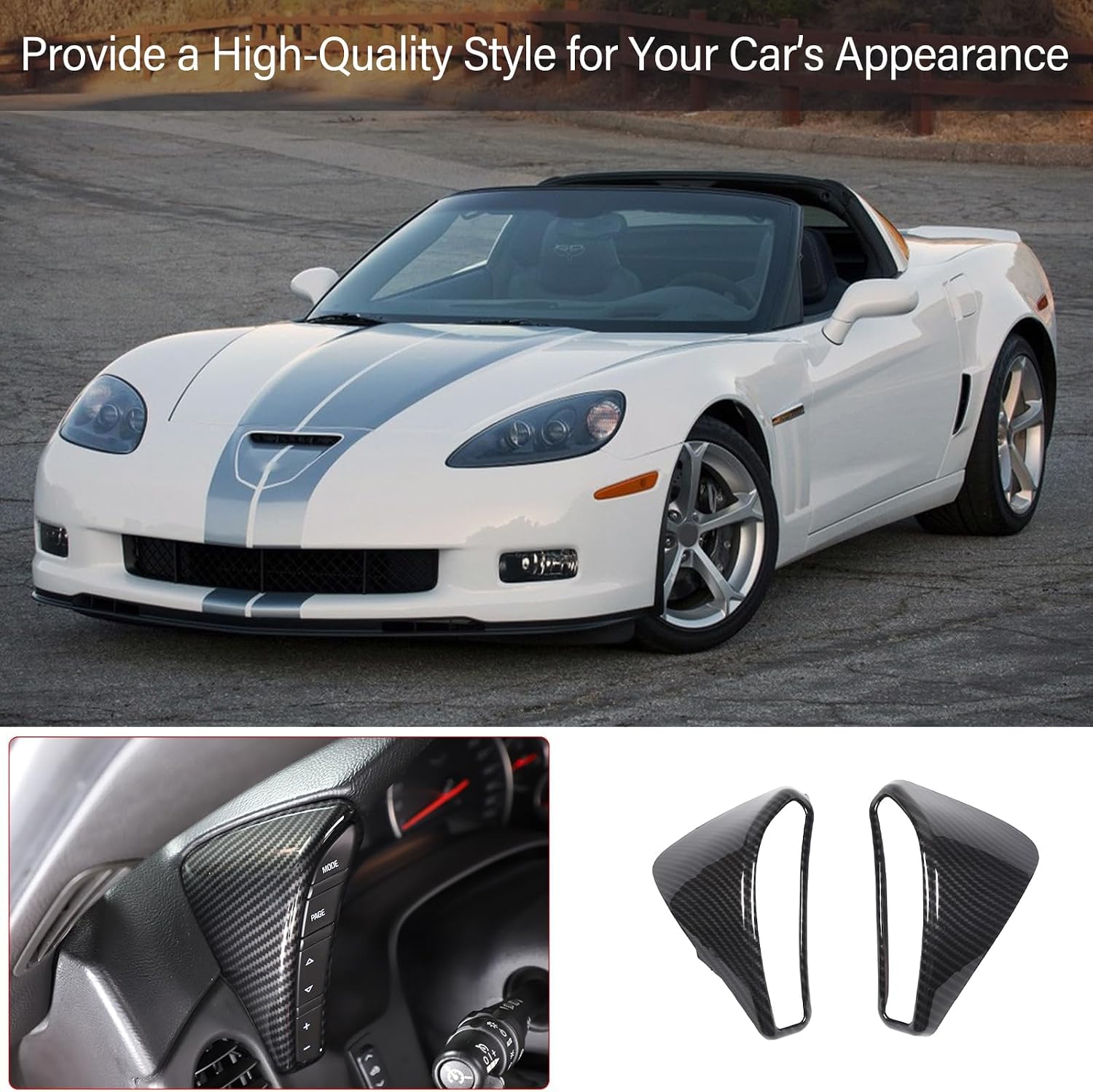 PIUGILH Dashboard Button Decoration Cover Trim Kit Compatible with Chevy Corvette C6 2005-2013, Speedometer Bezel Cover Trim Interior Accessories