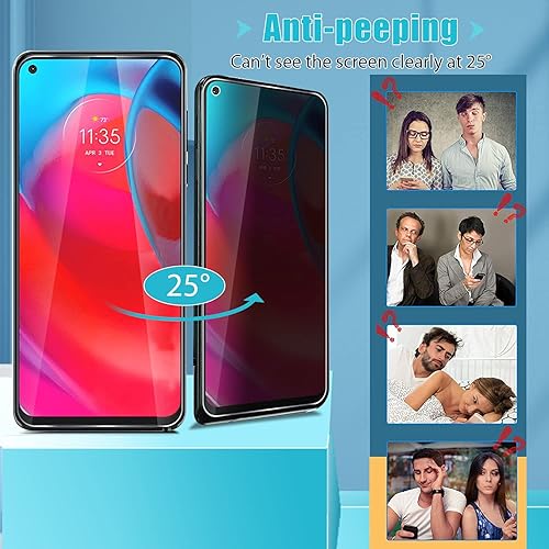 Miniatura 3 de Moonshield MOOISVS - Protector de pantalla de privacidad para Moto G Stylus 5G (paquete de 2 + 3) con 3 protectores de lente de cámara, vidrio