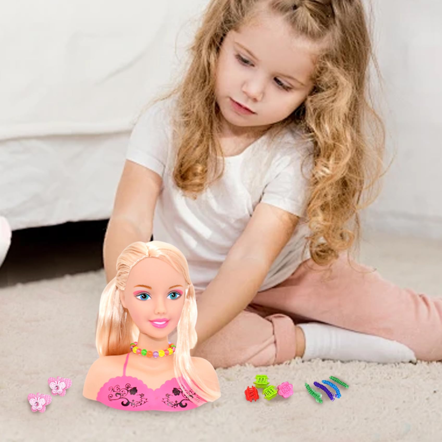 Cabeza de muñeca, 1 Cabezal de muñeca para el Cabello para niños con Accesorios Seguros y Lindos Estilo Realista para niños Regalo