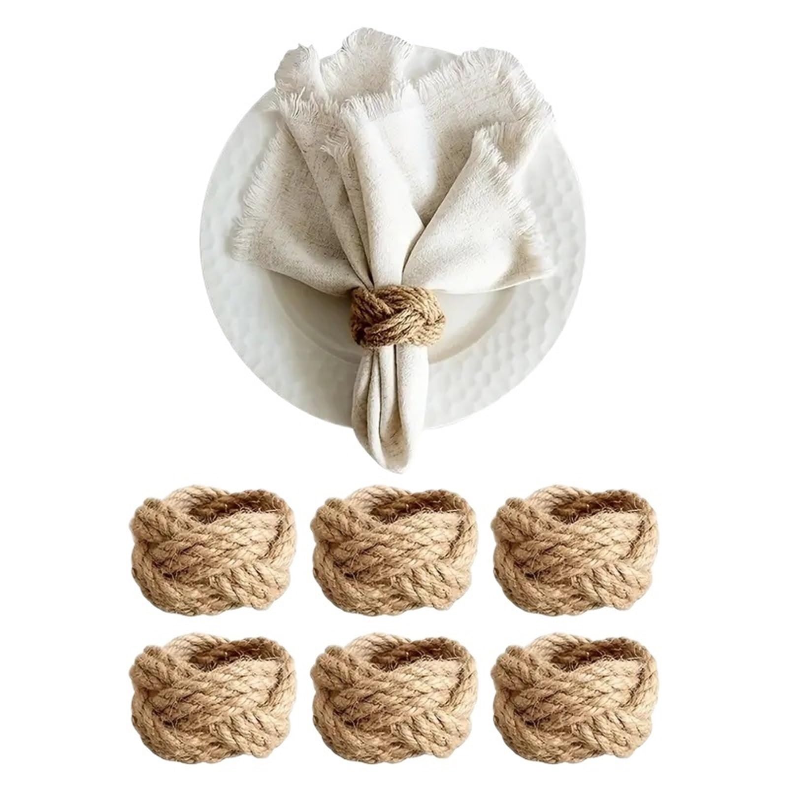 Table Decor Napkin Rings, Woven Burlap Napkin Rings 6pcs Column Rack for Dining Decor and Parties
