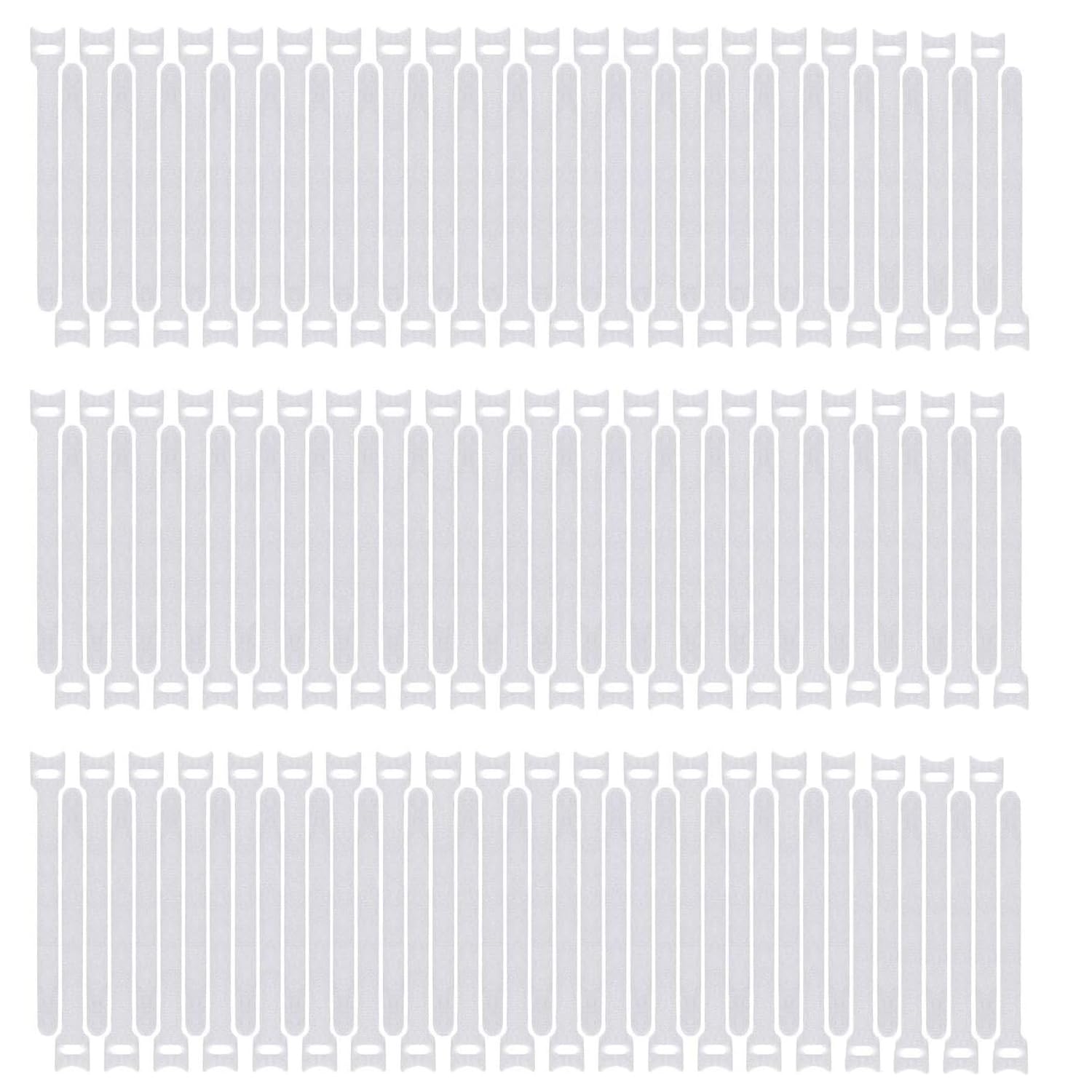 STAYOUNG 120 Pack Fastening Cable Straps - 15 CM Reusable Cable Ties, Keeper Holder, Cable Ties for Earphones, Earbuds, Headphones, Home Office Tablet, PC, TV Wire Management, White