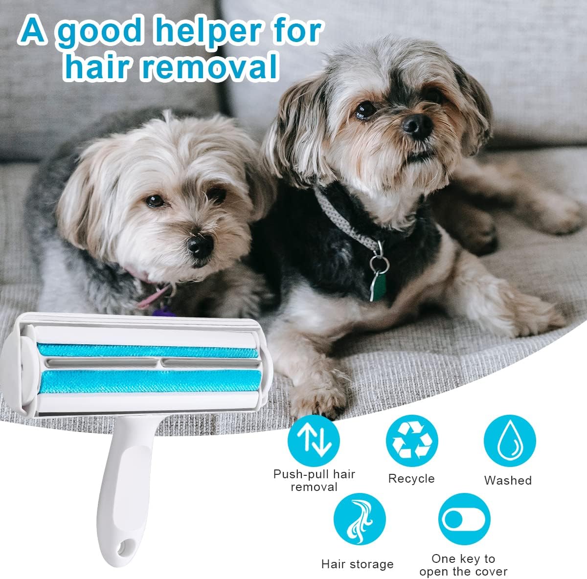 YunJiaoon Pet Hair Remover Roller, Self-Cleaning Pet Grooming Roller, Remover for Furniture, Reusable Cat Pet Dog Brush Pet Hair Remover lint, No Sticky Tape Needed, Fur Remover for Couch