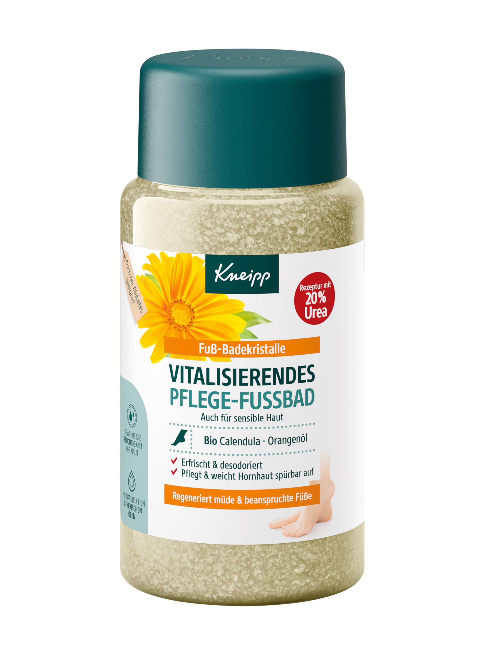 Kneipp Vitalisierendes Pflege-Fußbad - Fußbadekristalle - Auch für sensible Haut - Rezeptur mit 20% Urea - 600 g