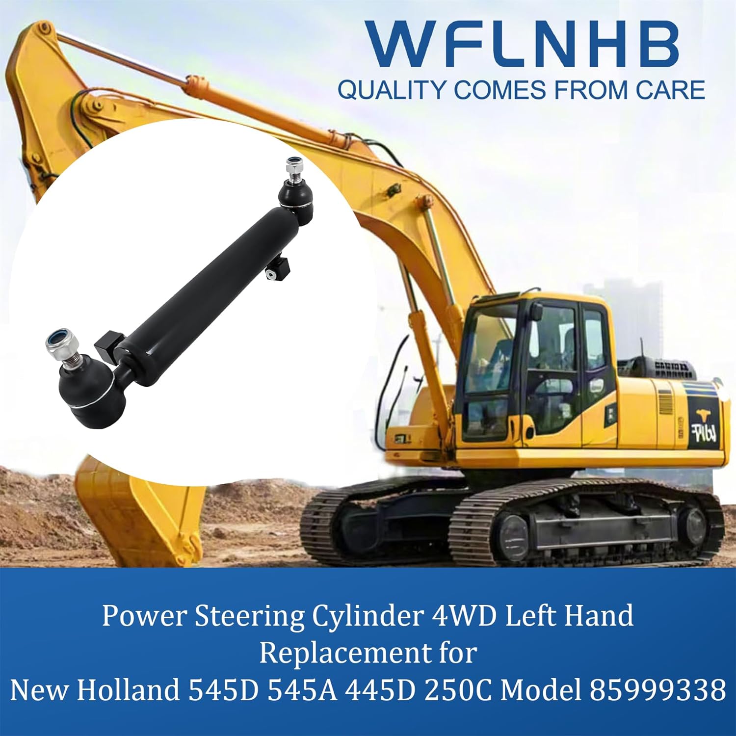 WFLNHB Power Steering Cylinder 4WD Left Hand Replacement for New Holland 545D 545A 445D 250C Model 85999338