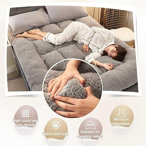 Miniatura 2 de Colchón de futón japonés, colchón de futón extra grueso de 4 pulgadas, almohadillas de dormir enrollables súper suaves y mullidas, tapete de tatami