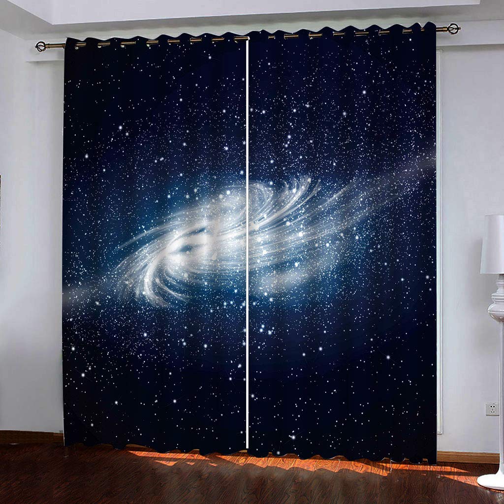 Rideau occultant ciel étoilé bleu foncé 140x260 cm lot de 2 pour chambre