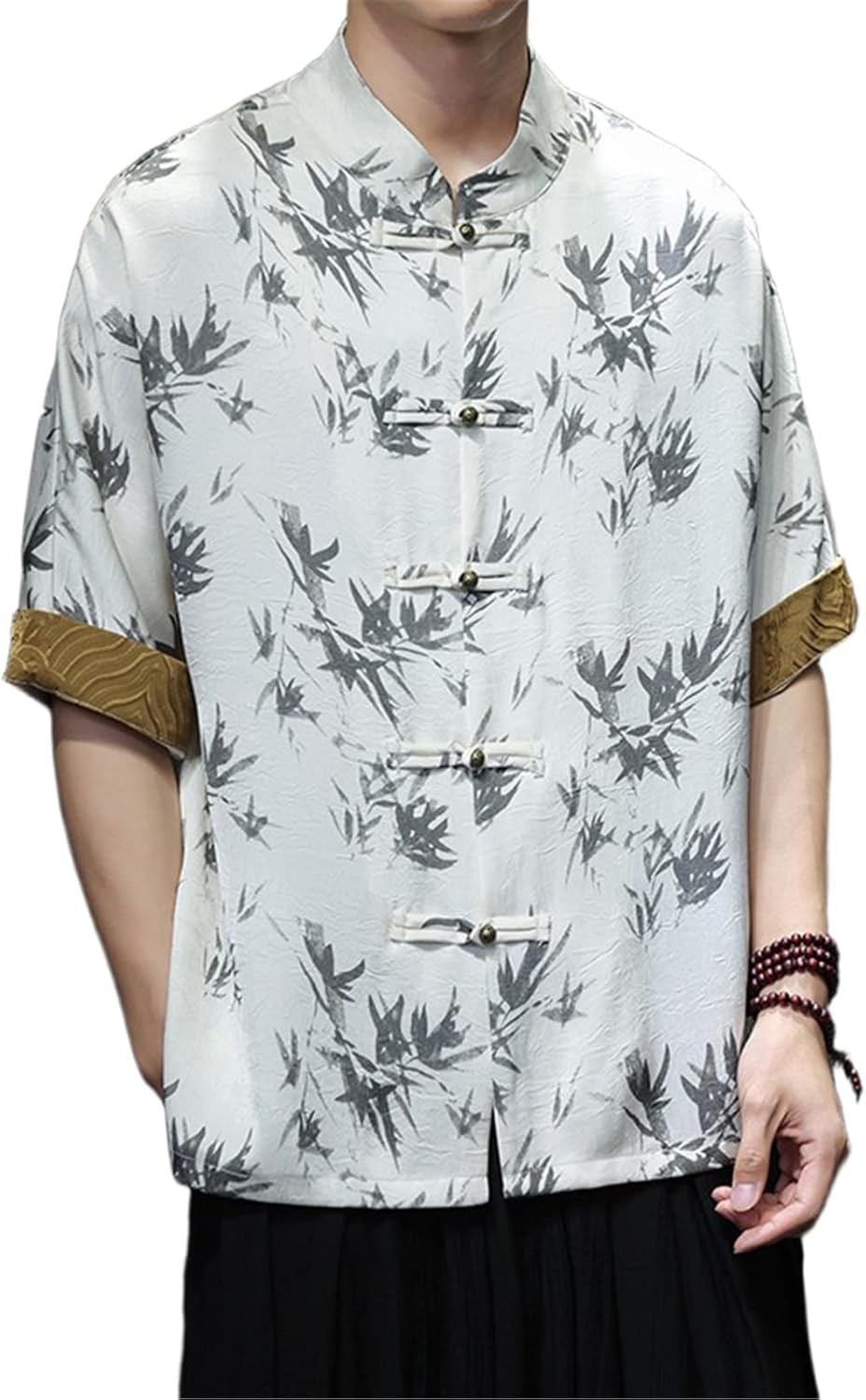 Chinese Style Short Sleeve Shirt Men, Summer Retro Loose Top