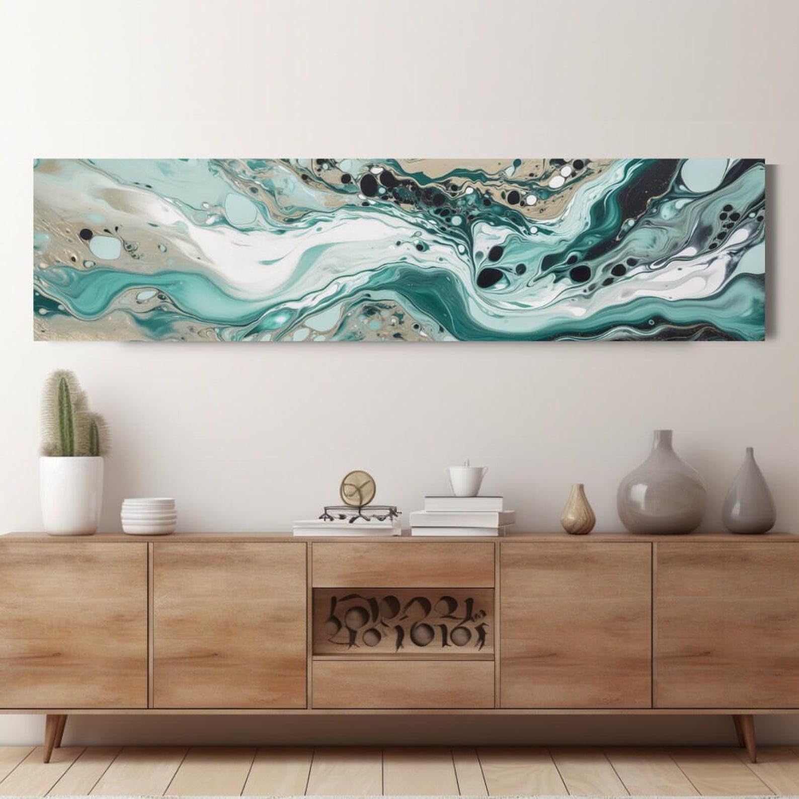 Xbtykpb Frameless Long Horizontal Wall Art, Narrow Ink Wash Painting Wall Art, Tall Thin Canvas Wall Art, Modern Wall Art, Abstract Art(55X110cm/Frameless)