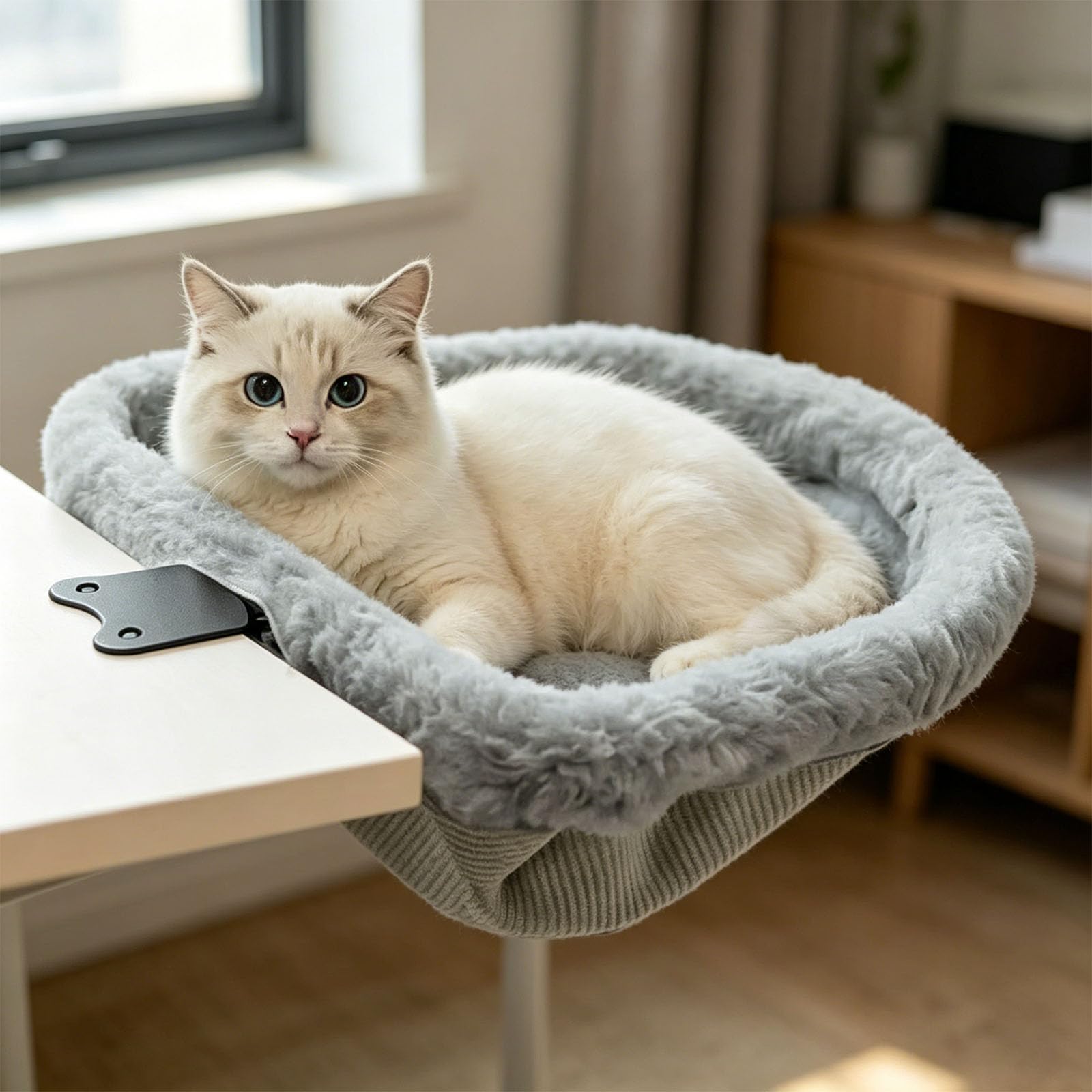 Sedile per gatti in tessuto con base con impugnatura per un posizionamento sicuro, per finestra e nido per gatti in tessuto morbido