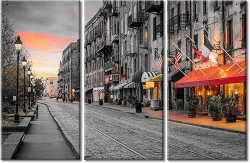 Miniatura 8 de TUMOVO Lienzo decorativo de Las Vegas Strip in Nevada As Seen at Night USA de 3 paneles a color, diseño de paisaje urbano, arte de pared en blanco y