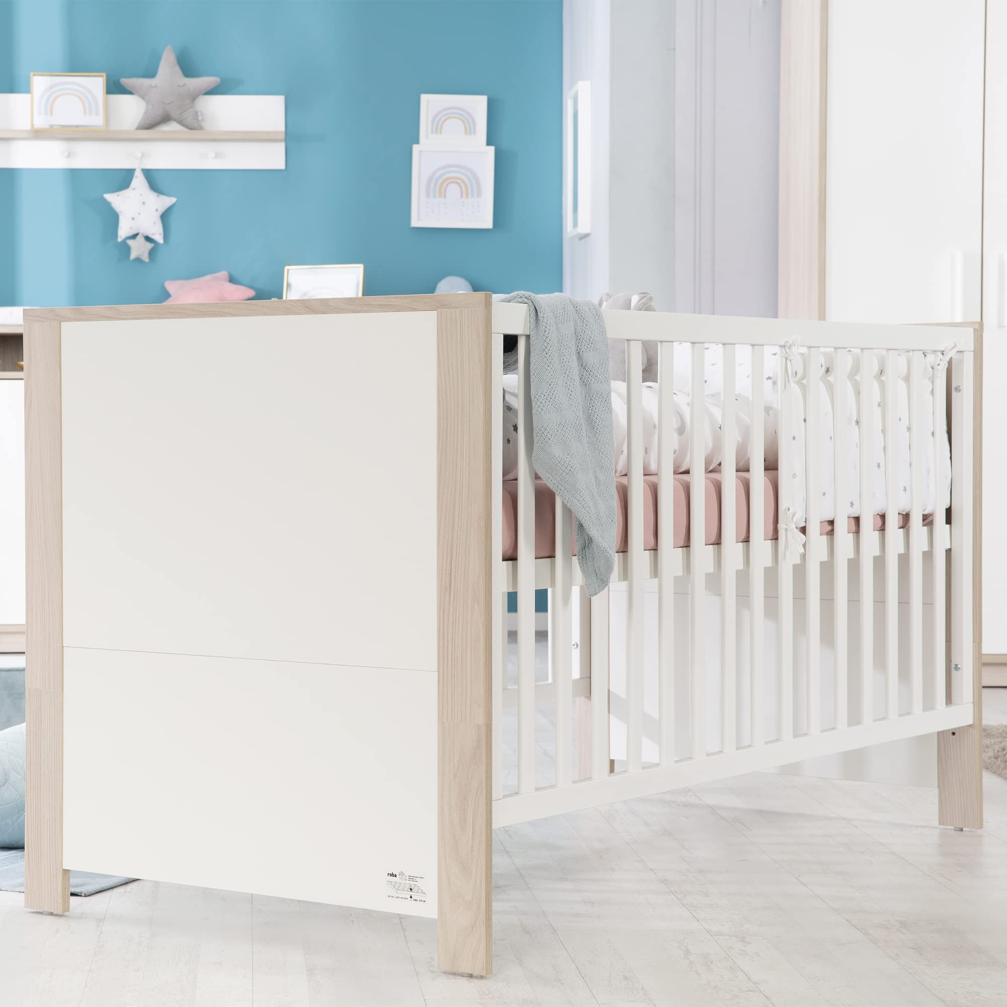 roba Lettino Combinato "Olaf", 70 x 140 cm, Regolabile in Altezza, 3 Barre di Scorrimento, Trasformabile, Bianco