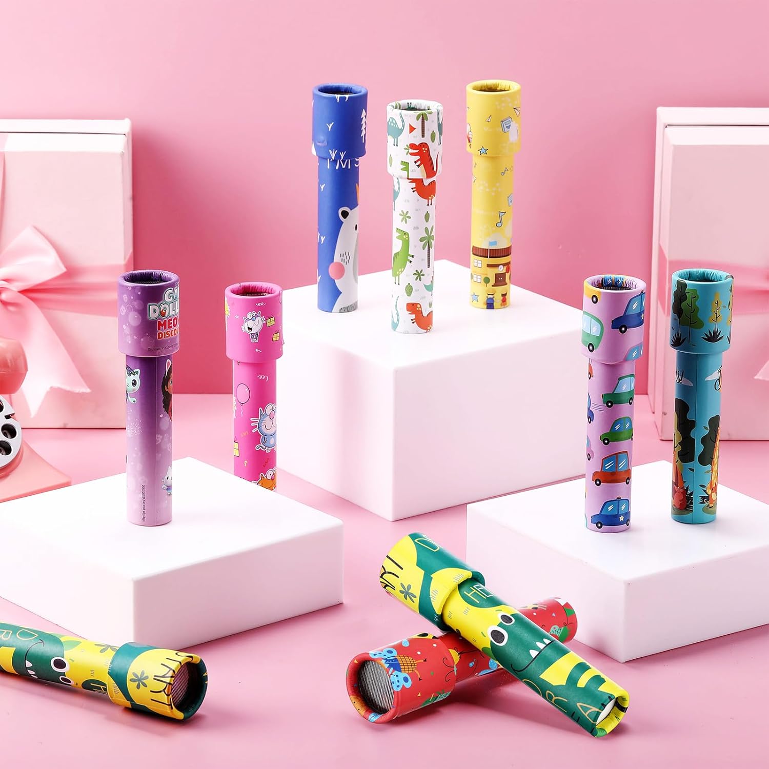 Jerify 100 Pcs Classic Kaleidoscopes Bulk Kids Birthday Party Favor Educational Kaleidoscope Toy Return Gift Retro Goody Bag Fillers for School Classroom Carnival Prizes, Random Pattern