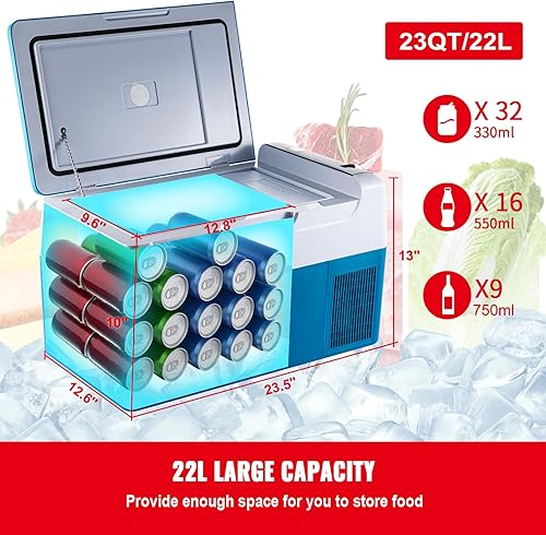 Miniatura 2 de Happybuy Refrigerador portátil de 22 litros, 12 voltios con control de aplicación (-468), para camping, viajes, pesca, al aire libre