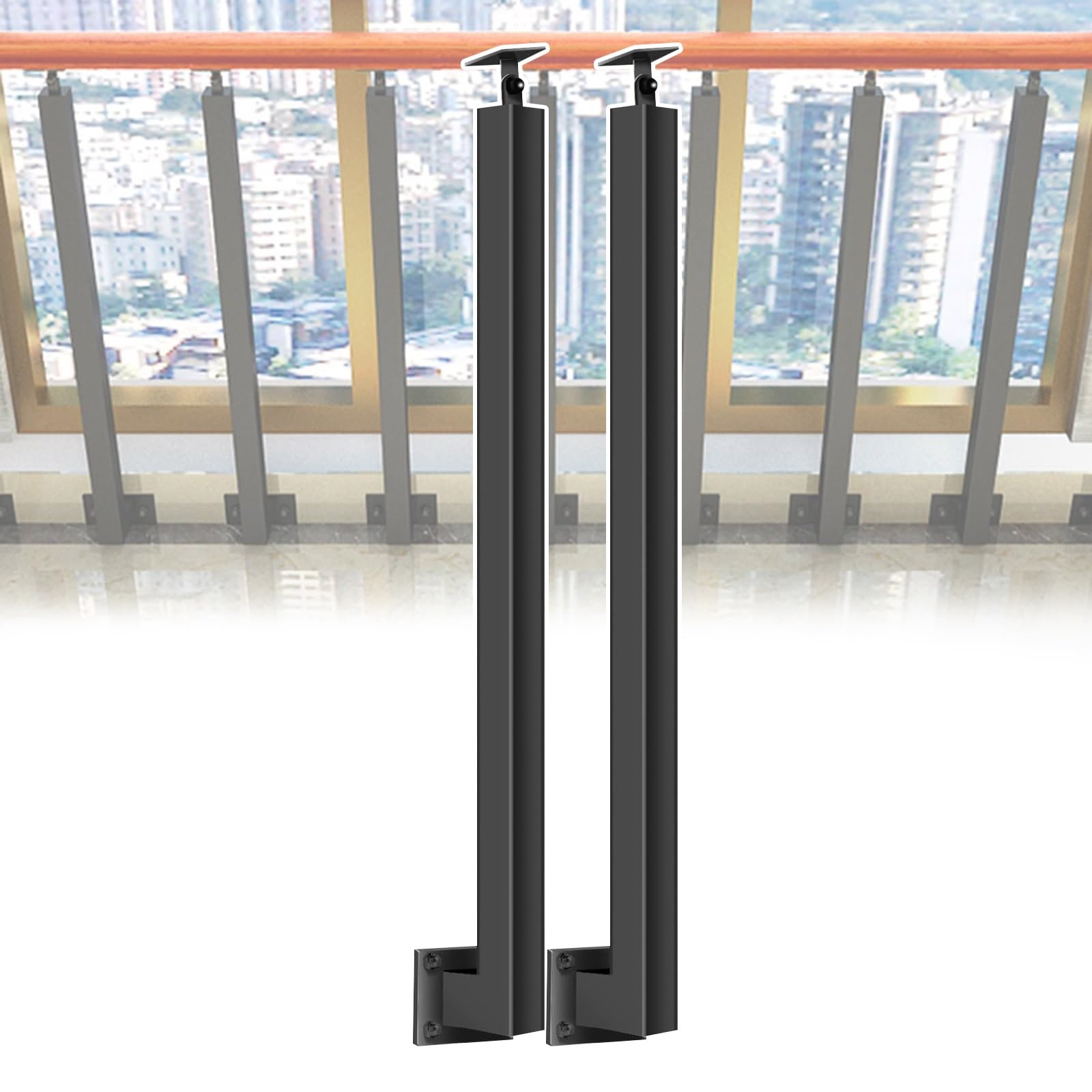 Poteaux de garde-corps en métal noir pour sécuriser les escaliers et terrasses