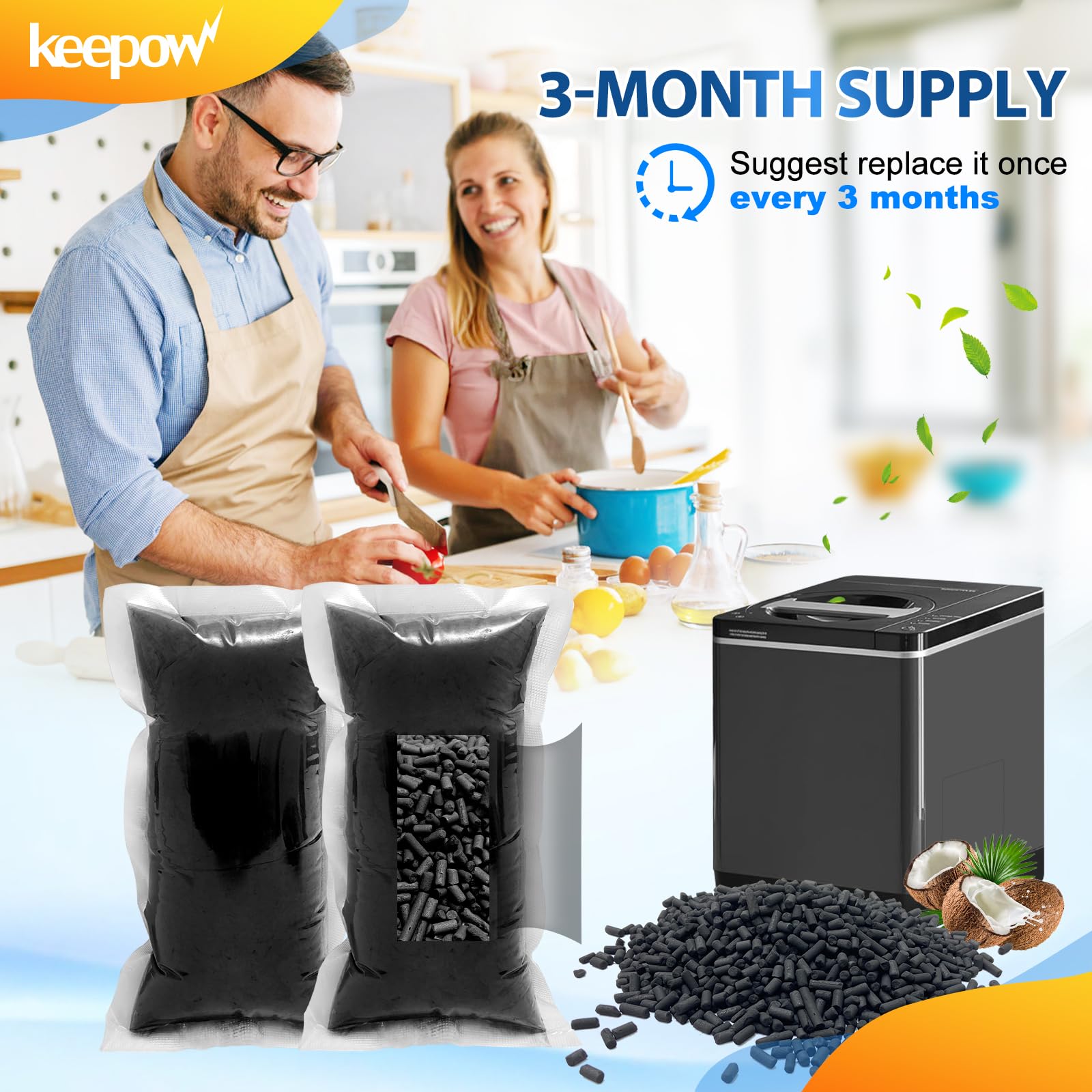 KEEPOW 2 Pack Activated Charcoal Refills for Vitamix Eco 5