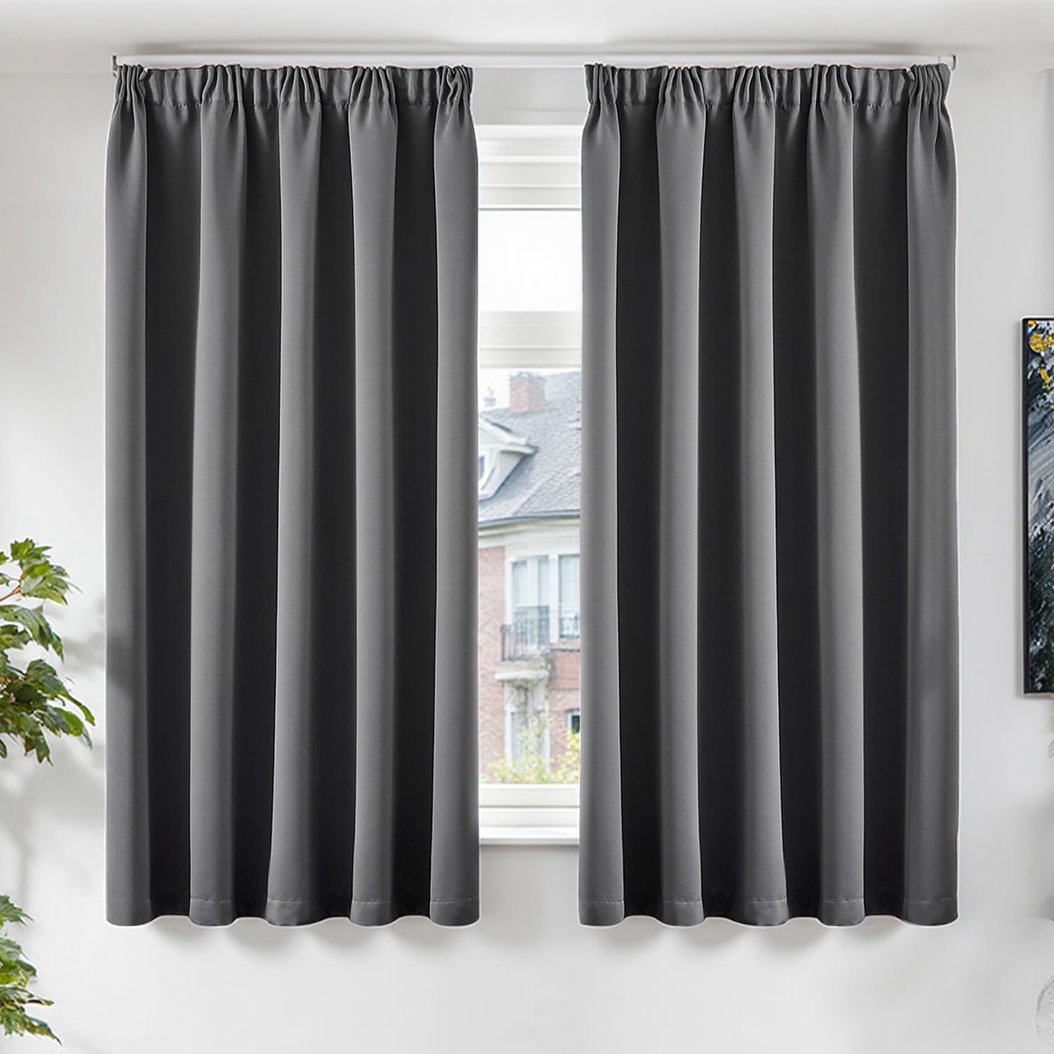 TOPICK Blackout Curtains for Living Room, Pencil Pleat Thermal Curtains for Bedroom, Room Darkening Drapes, Dark Grey, W 55" x L 63" (2 Panels) — image 1