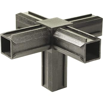 Gah-Alberts 426408 XD Pipe Connector Cross Piece and Another Squarer Outlet Plastic Black 20 x 1.5 mm
