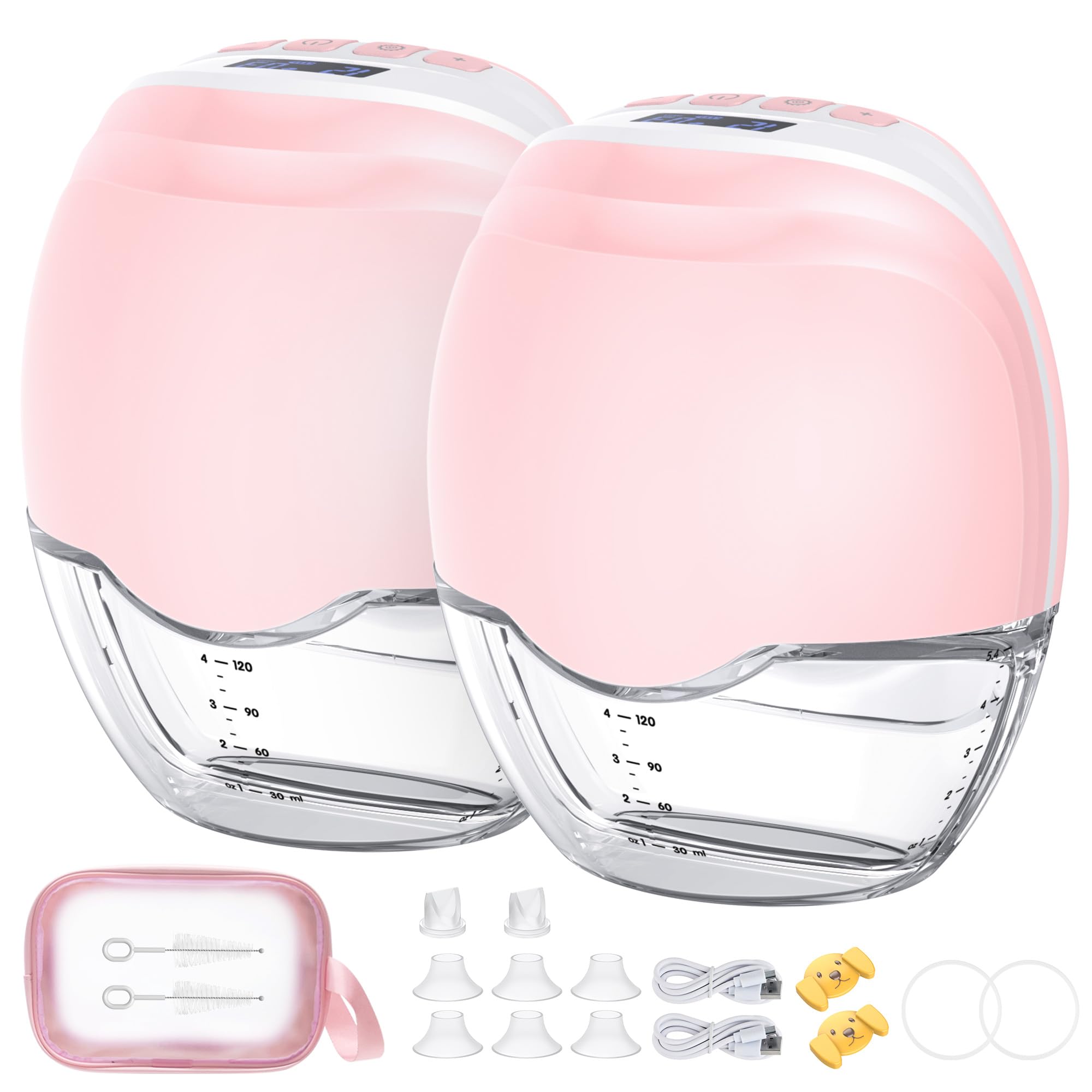 Sacaleches Electricos Manos Libres, Extractor de Leche Materna Portátil Inalámbrico, Silencioso y Antifugas, 3 Modos y 12 Niveles, Sin BPA, 2 Piezas para Trabajo y Viaje