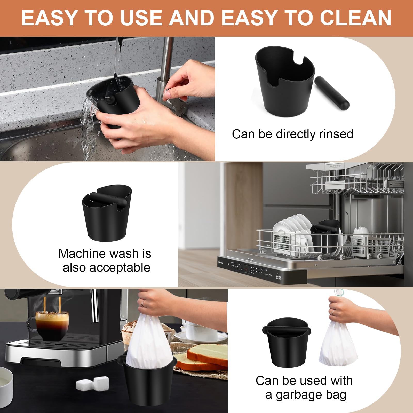 Abklopfbehälter Pour Porte-Filtre: 1600ML Boîte À Café En Acier