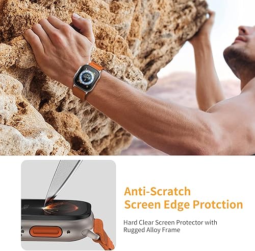 Miniatura 3 de Protector de pantalla para Apple Watch Ultra 2Ultra de 1.929 in, carcasa de aleación de titanio con vidrio templado 9H, película protectora sensible