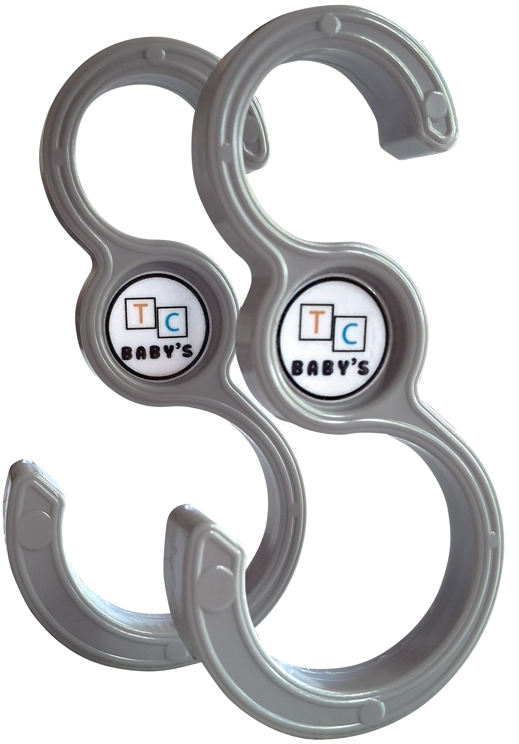 TC BABY'S - Ganci per Passeggino, Accessori Neonato, Porta Borse, Universali, Antiscivolo, Appendi Giochi (Grigio)