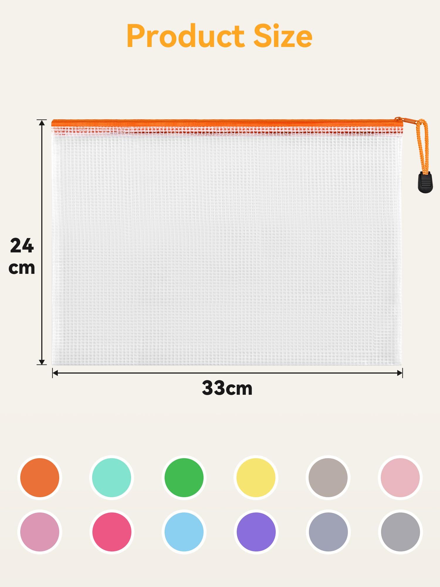 HEETA Plastic Wallets A4,24 Pack Strong Plastic Zip Bags Waterproof A4 Zip Wallets with Secure Zippers for Office School Home Travel Storage 12 Colors - Image 2