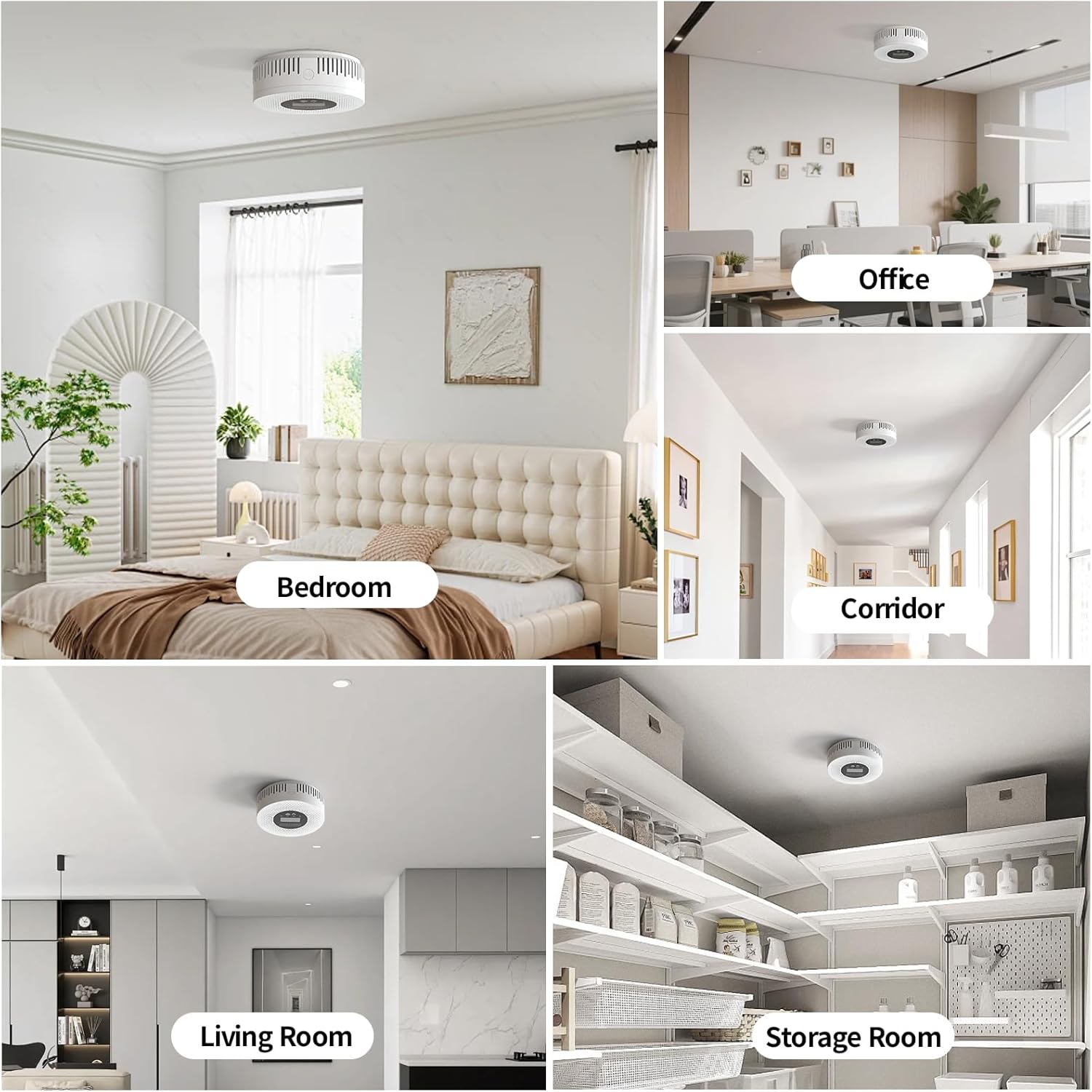 Smoke & Carbon Monoxide Detector Combination, Battery Operated 2 in 1 Smoke and Carbon Monoxide Alarm with Different Indicator and Digital Display for CO and Smoke, 2 Packs