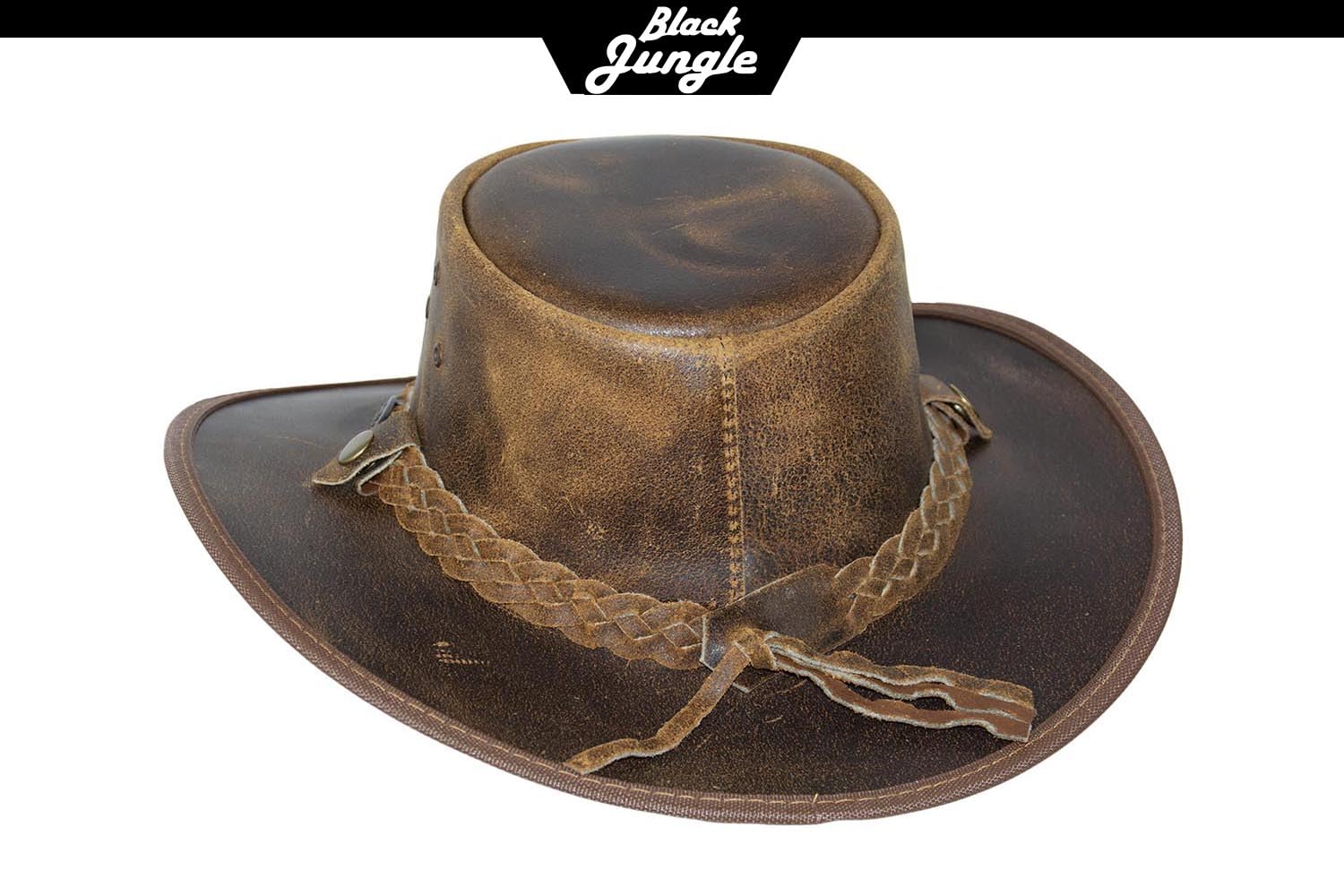 Black Jungle Bulat Sombrero de Piel, Sombrero del Oeste de Australia, Sombrero de Vaquero Bronceado