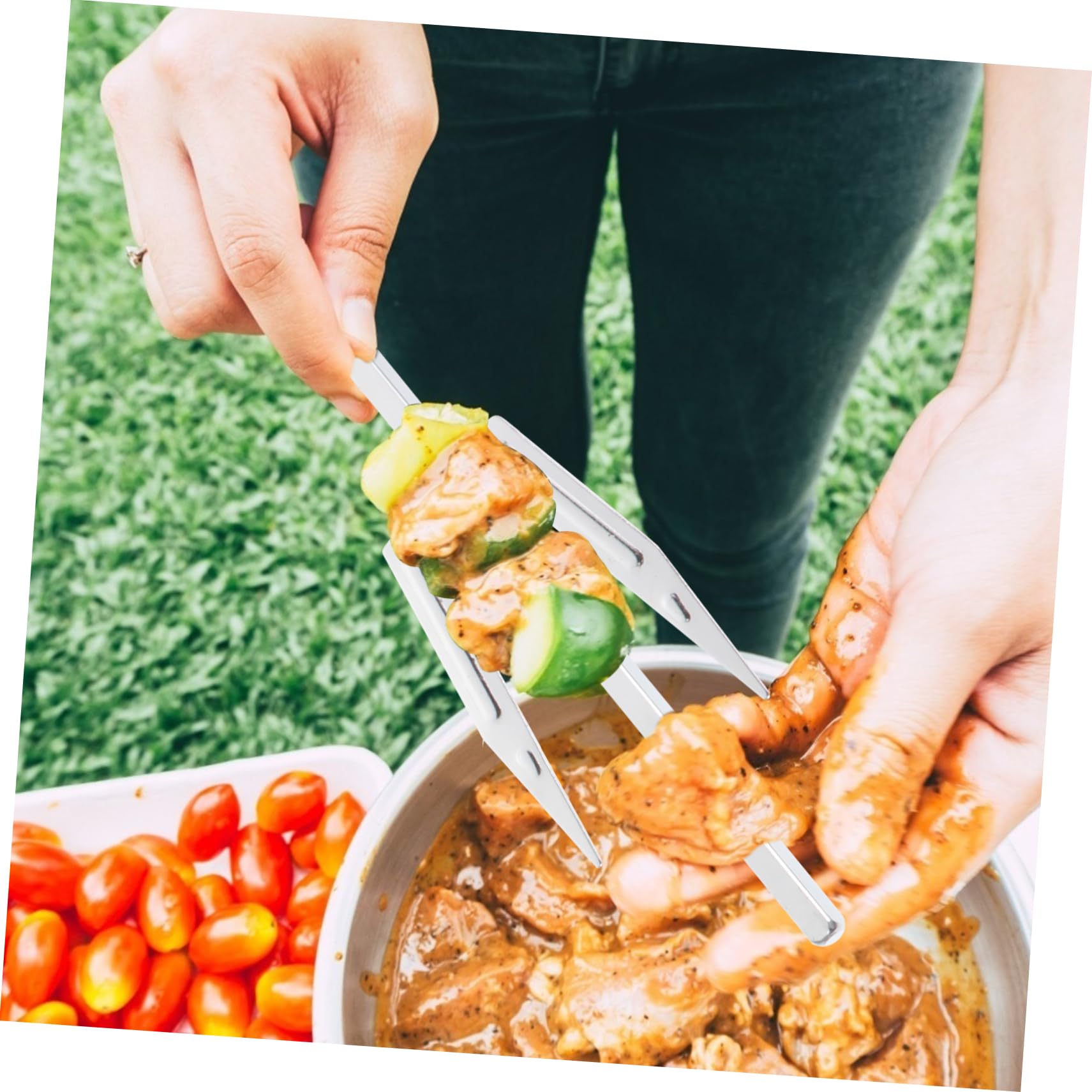 MAGICLULU Forchetta per Pollo Arrosto in Acciaio Inossidabile Resistente alla Ruggine Asta Girevole, Facile da Usare per Barbecue e Feste in Casa