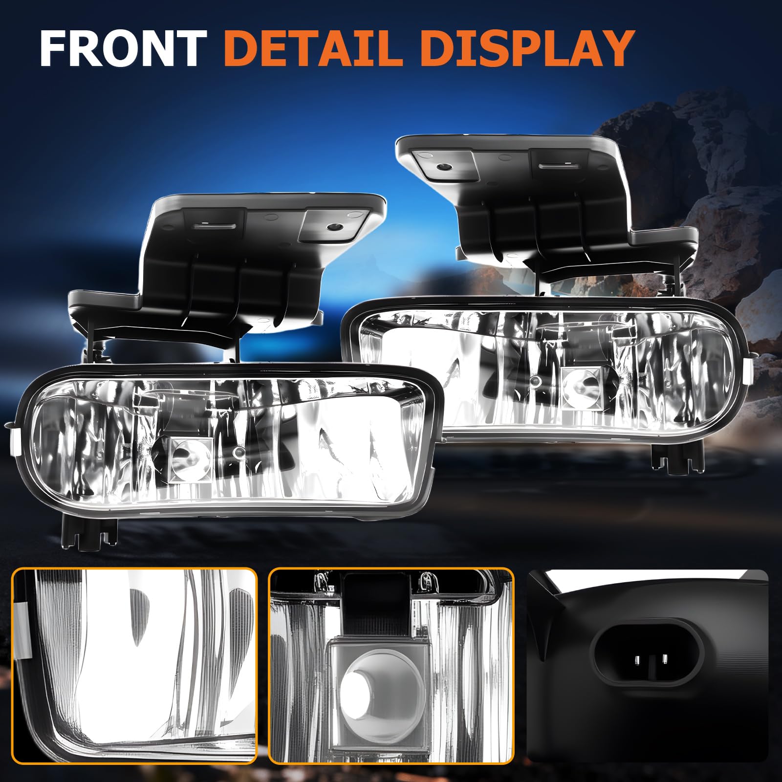 Fog Lights Compatible with 1999-2002 Chevy Silverado 1500 2500/2001 2002 Silverado 1500HD 2500HD 3500/2000-2006 Tahoe Suburban 1500 2500(Clear Lens) — view 6