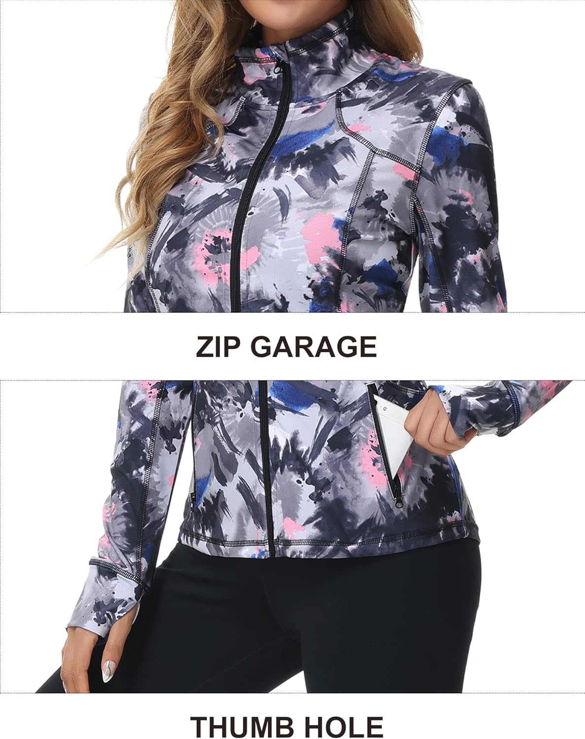 Dolcevida Women's Zip Up Running Jacket - Lightweight 4-Way Stretch Full Zip Workout Jacket with Thumb Holes & Pockets - Image 6