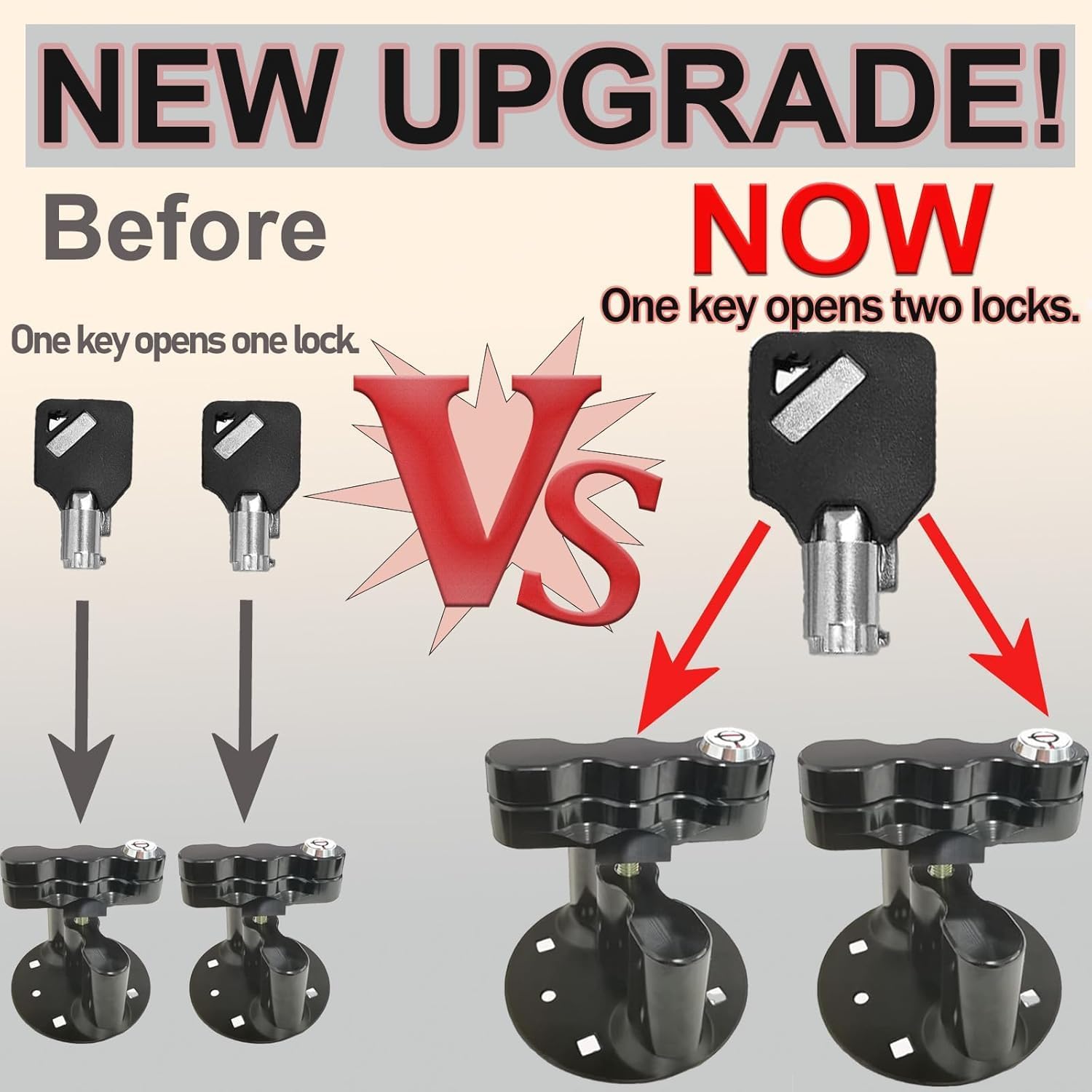 RX-LOX-PM Mount Lock 2 Pack with Keys Compatible with Rotopax Standard Water Container, Gasoline Pack, Storage Box, Fuel Pack - Sturdy and Durable