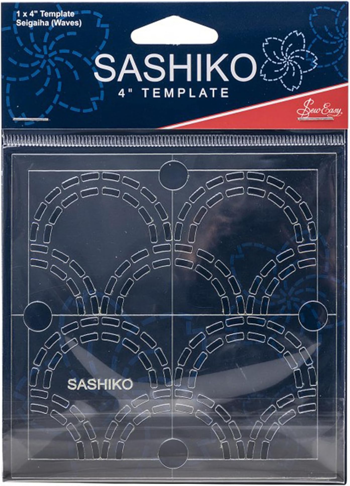 Sew Easy 4” Sashiko Template – Seigaiha (Waves) Quilting & Patchwork Rule for Applique Sewing, Transparent Acrylic Non-Slip, Instructions Included