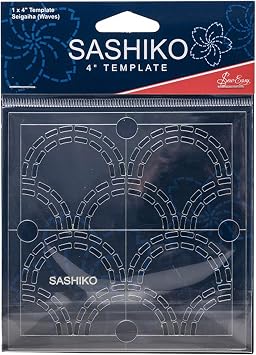 Sew Easy 4  Sashiko Template   Seigaiha Waves Quilting & Patchwork Rule for Applique Sewing, Transparent Acrylic Non-Slip, Instructions Included