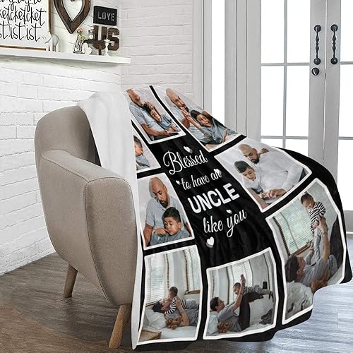Miniatura 2 de HUGLAZY Regalos para el tío, mantas personalizadas con fotos, regalos para el día del padre, regalos de cumpleaños con fotos, mantas de fotos,