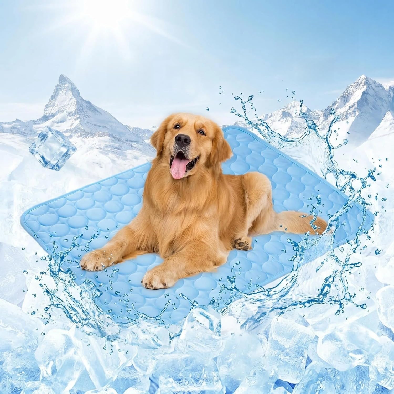 WUMEIJIAJU Dog Cooling Mat Extra Large 100x70cm, Self-Cooling Pet Pad - Cool Not Cold, Summer Cool Mat for Cats & Dogs, Pet Cooling Blanket for Home Travel Use, Washable, XL, Blue