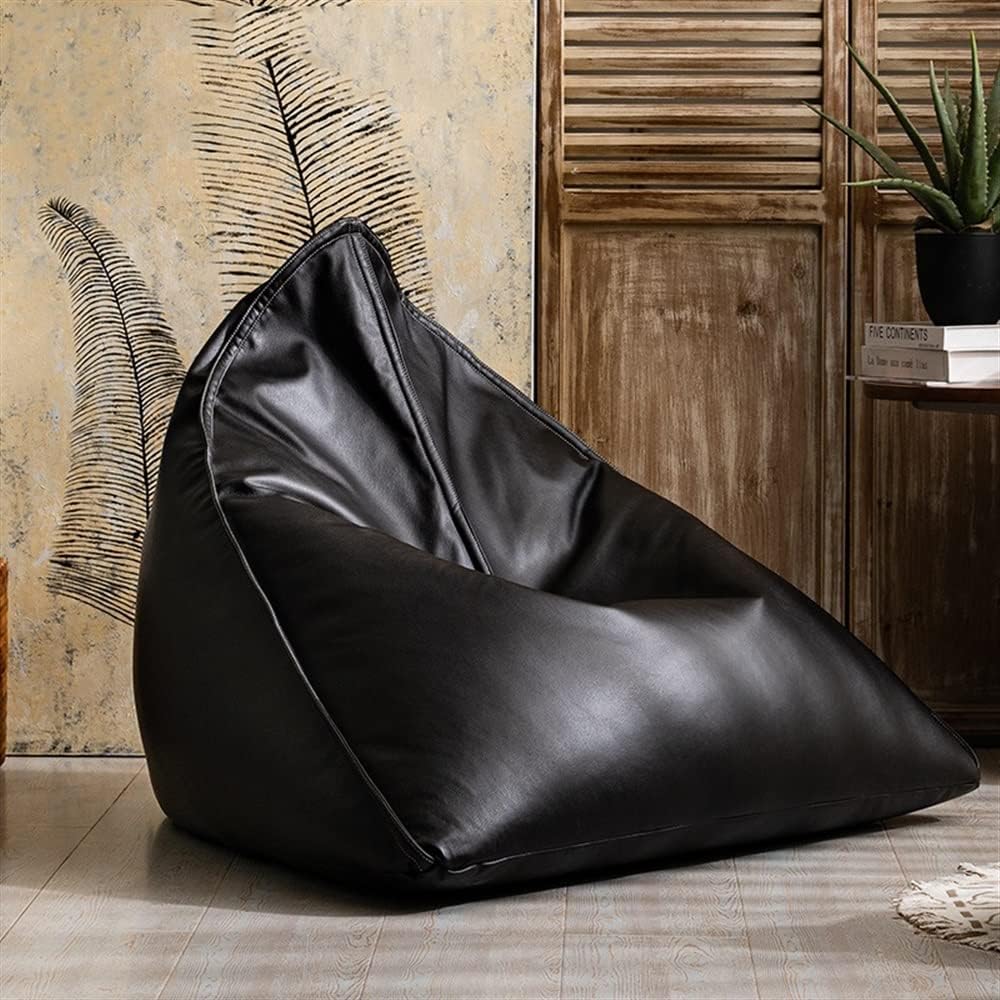Beanbag Chair,Faux Leather Bean Bag Sofa,Triangle Pouf,Armless Floor Sofa, Safety and Durability, for Living Room Bedroom Apartment Small Space (E)