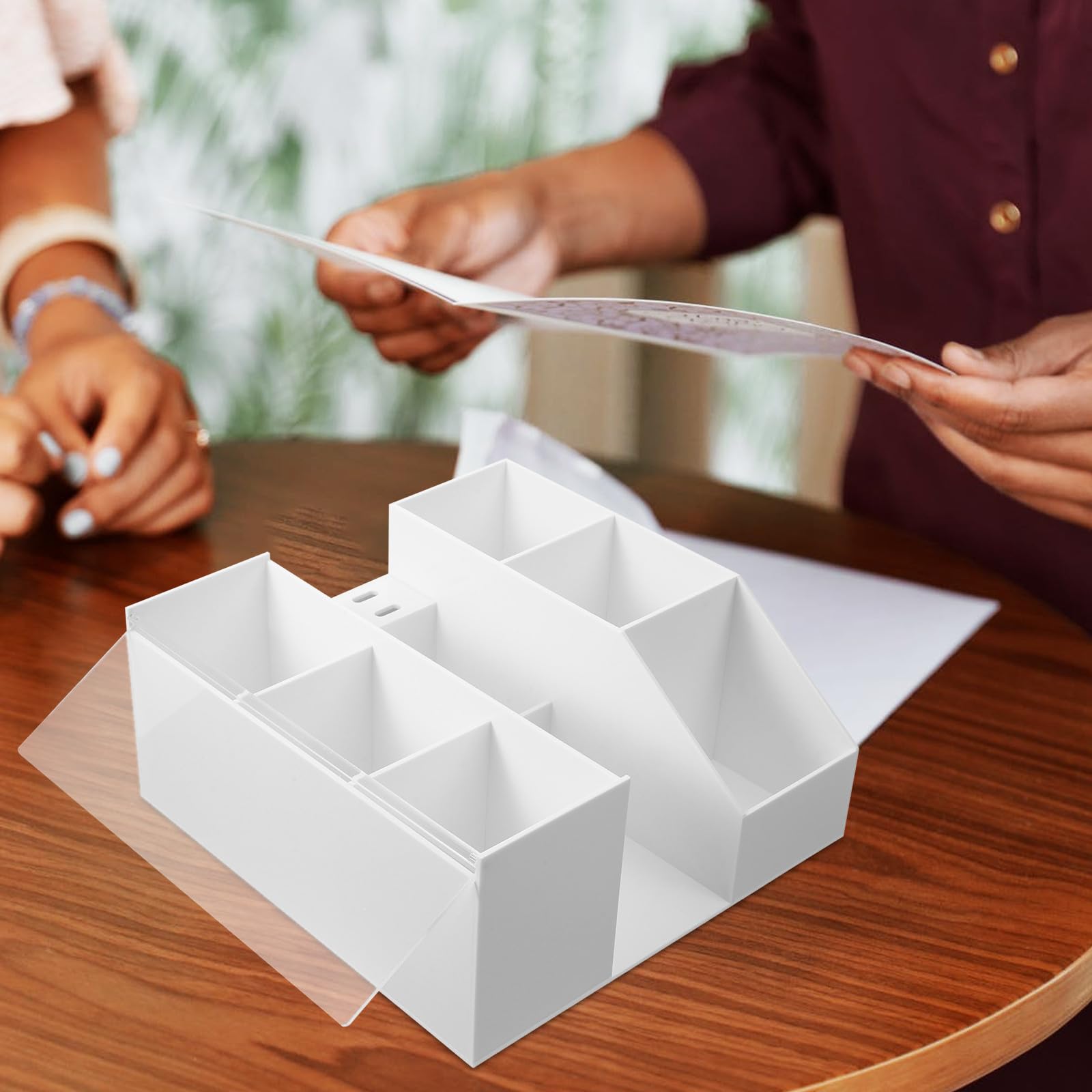 Zerodeko Organizer Acrilico per Strumenti Ciglia Bianco, Scatola Portaoggetti per Pinzette e Accessori Bellezza, Contenitore da Scrivania per Professionisti e Uso Personale