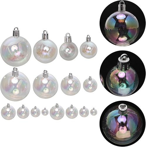 Miniatura 9 de Toyvian 18 adornos de bola de Navidad, bolas de adorno rellenables de plástico transparente, bolas de árbol inastillables transparentes para colgar