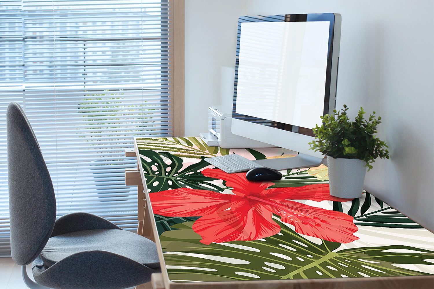 Sottomano da Scrivania 120x60 cm Impermeabile in Vinile PVC Protezione e Decorazione Facile da Pulire Superficie Protettiva per Ufficio e Casa Antiscivolo - isola hawaiana