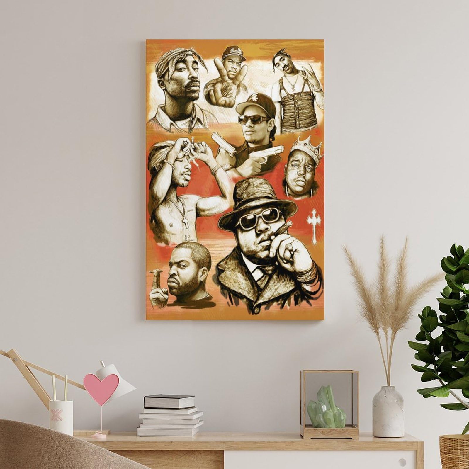 Poster su tela, motivo: cantante rap, hip hop, tutte le stelle, stampa artistica da parete, decorazione per la casa, poster artistico, 60 x 90 cm