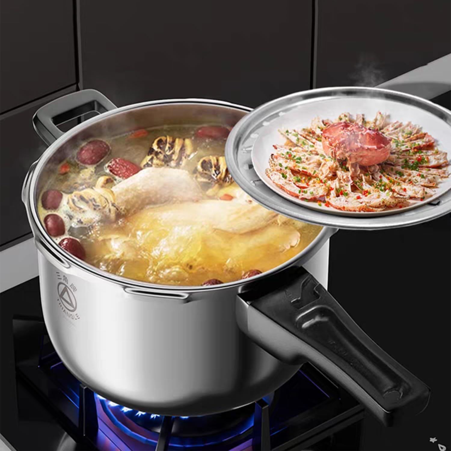 4.2 Quart Pressure Cooker with Magnetic Bottom, Small Aluminum Alloy Pressure Pot with Release Valve & Multiple Protective Devices, Pressure Canner Compatible with Gas & Induction Cookers