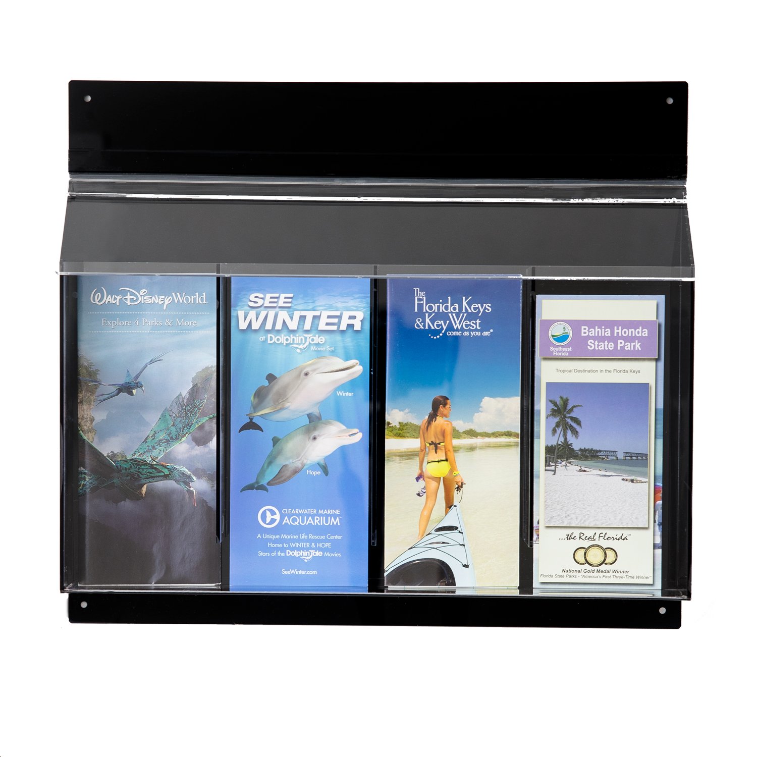 Acrylic Black Outdoor Trifold Brochure Holder