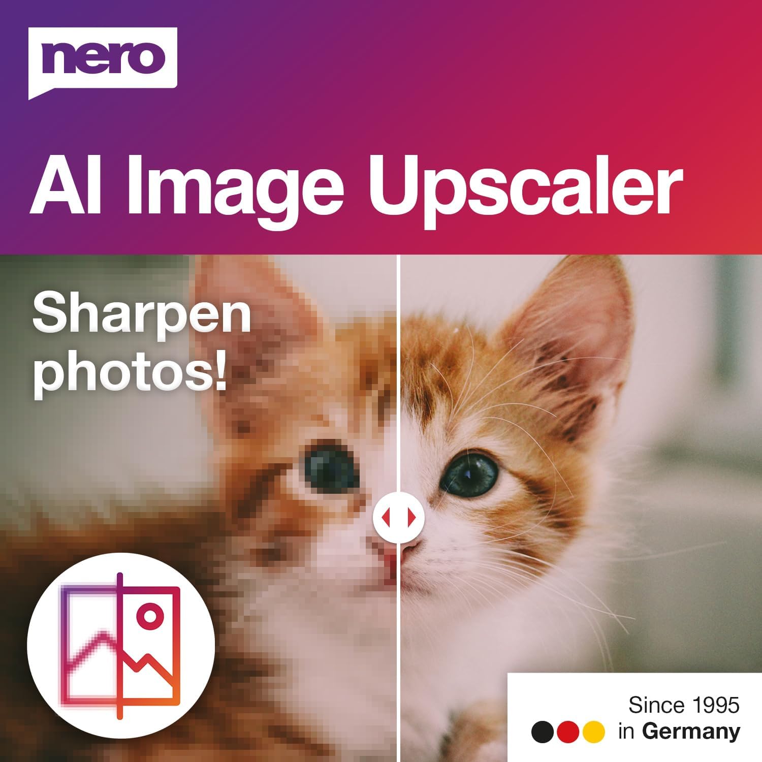 Nero AI Image Upscaler | Sharpen Photos | Enlarge Images | Scale to 4K | Optimize Photos | Easy Sharpening | Annual License | Windows 11/10 | 1 PC (365 (Annual License))