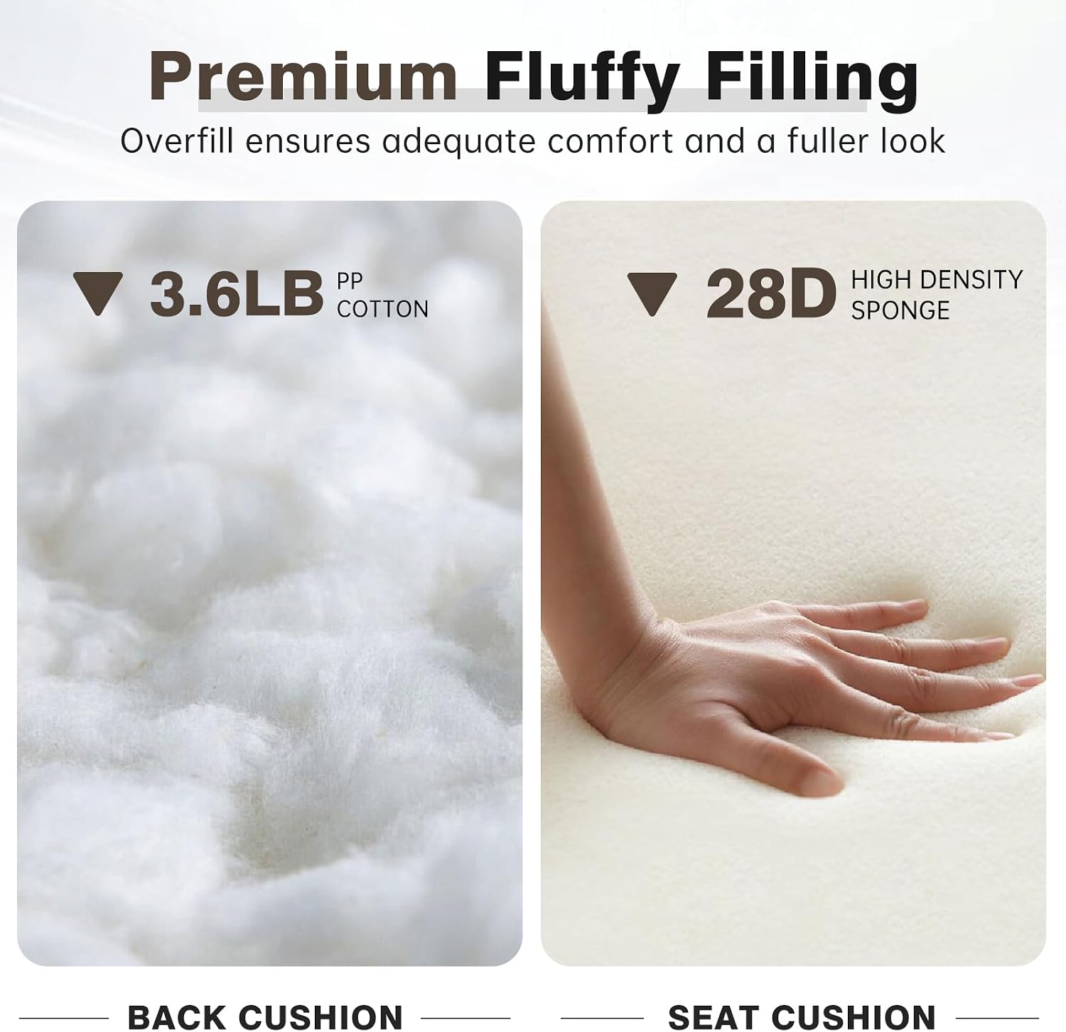 Belord Luxury 4" Thick Outdoor Cushion Set - 22 x24 Inch 28D Sponge Filling Fade-Resistant Chair Cushion, Spill Proof Removable Patio Furniture Replacement Cushions for Sofa Bench Swing - Beige