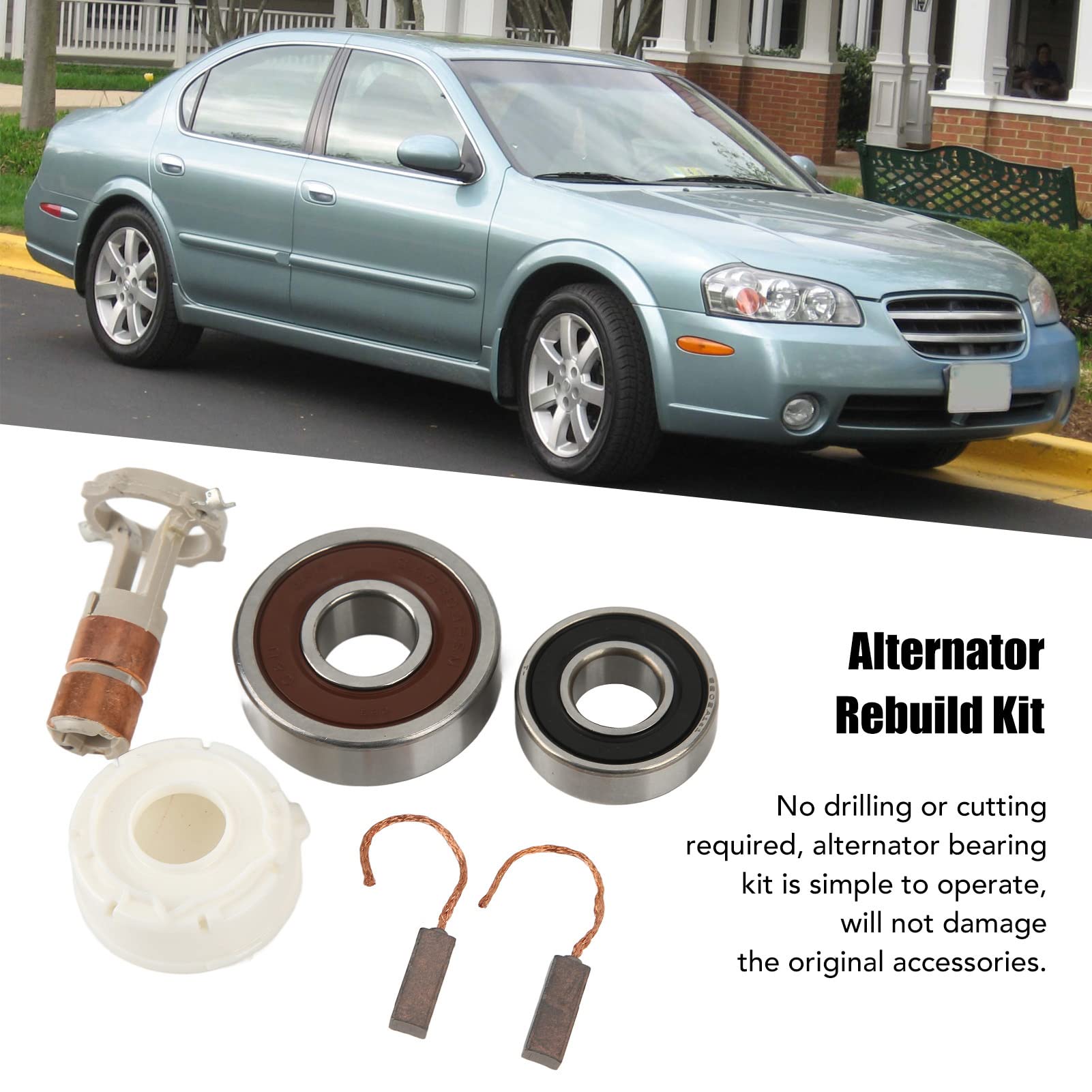 Kit de Reparación del Alternador, Kit de Cojinetes de las Escobillas del Regulador del Alternador Kit de Cojinetes del Alternador de Aleación de Aluminio AL2400X Reemplazo para
