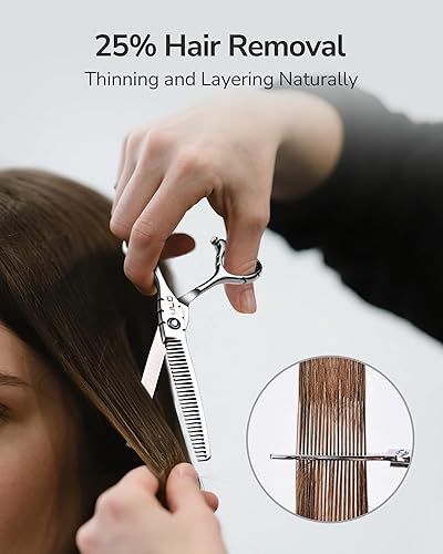 Miniatura 48 de Tijeras para adelgazar el cabello, tijeras de corte de dientes, peluquero profesional, peluquería ULG para peluquería texturizadora, borde