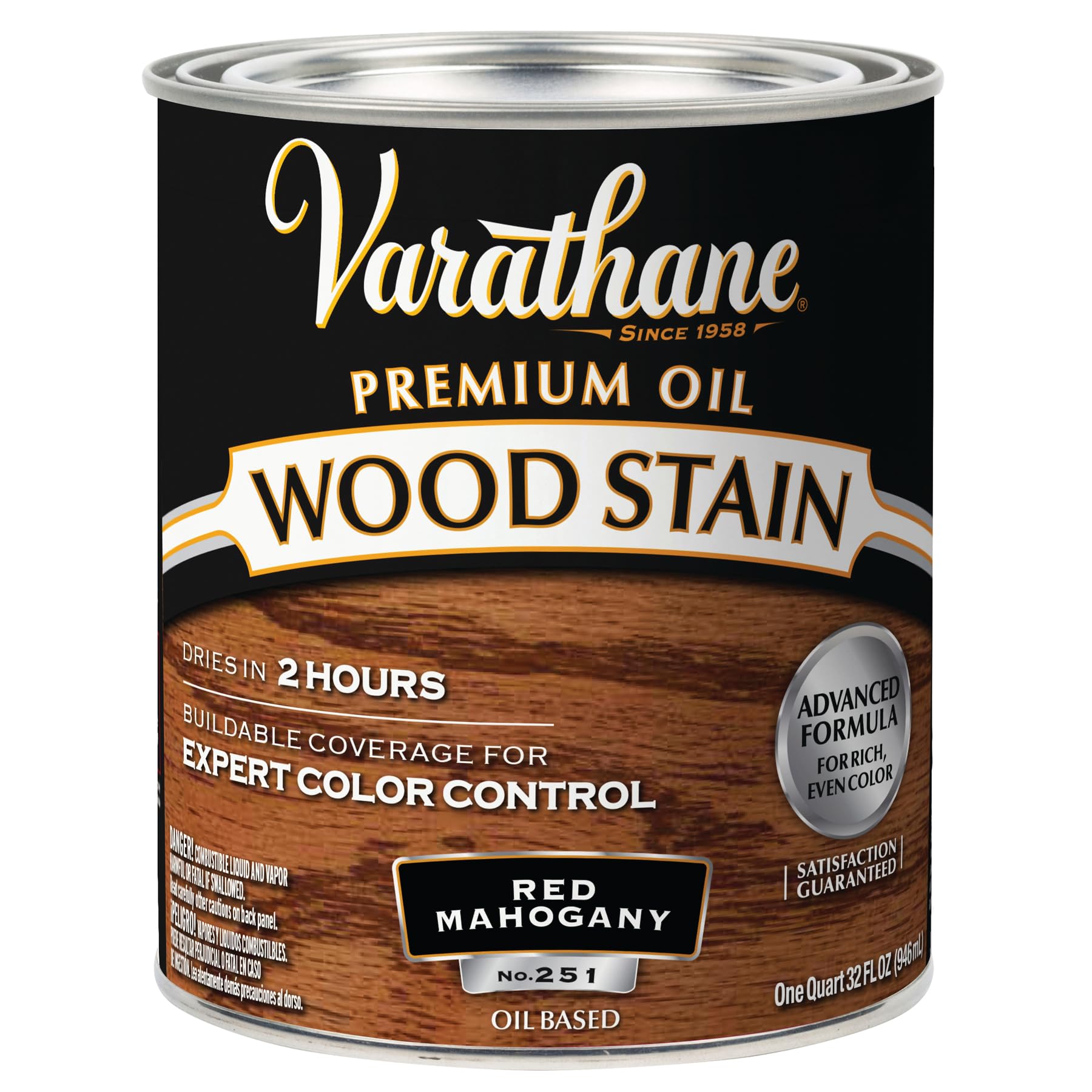 Varathane Rust-Oleum Wood Stain Red Mahogany Maroon 1Quart, 211724H